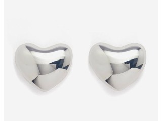 Discover Elegance: Annika Inez's Polished Sterling Silver Chunky Heart Earrings