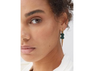 Elevate Your Style with BIBI VAN DER VELDEN: Discover the Exquisite Alligator Malachite & 18kt Gold Single Earring